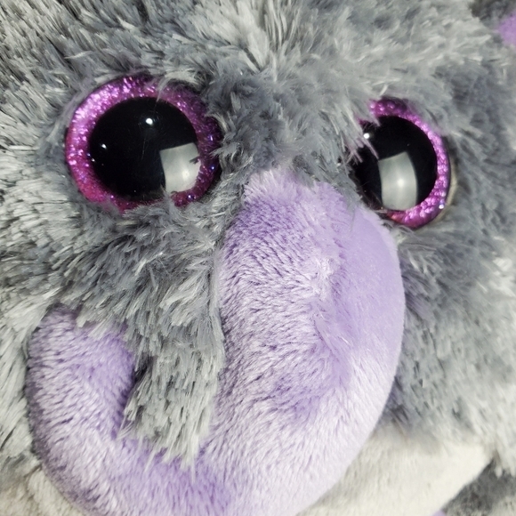 Ty Beanie Ballz Thunder the Elephant Gray Purple Round Plush Stuffed Animal 9" - Picture 2 of 10
